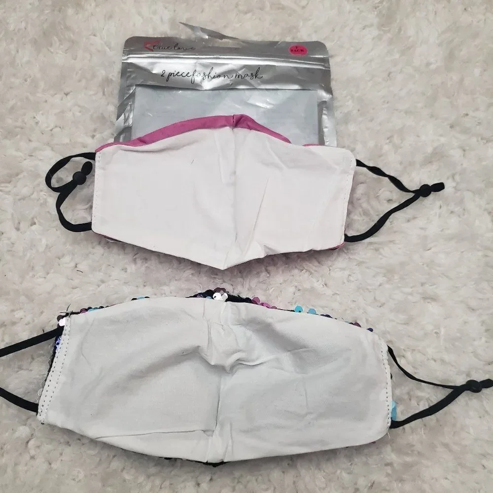 Fashion x2 Cloth Face Mask multicolor Sequin NWT